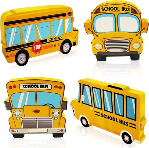 4 Pieces Back to School Decorations Wooden Tiered Tray Decor First Day of School Decor Double-side School Bus Style Welcome to School Wood Table Centerpieces Back to School Gifts for Students in Saudi Arabia