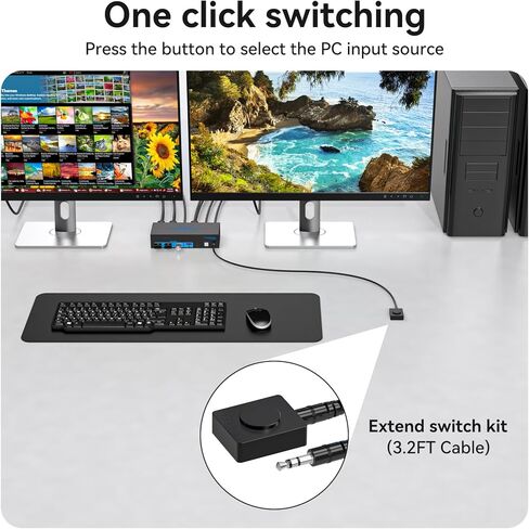 Wired KVM Switch Extension Button, Desktop Controller for USB 3.0 KVM Switch Control in Kuwait