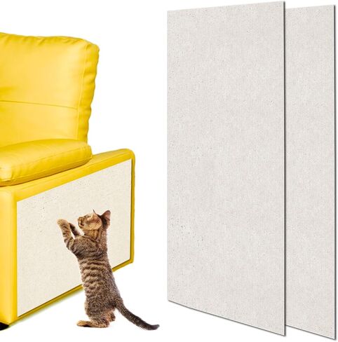 2Pack Cat Scratching Mat, 39.4"x15.8" Trimmable Cat Carpet with Self-Adhesive, DIY Climbing Cat Scratcher Tree Shelves Couch Furniture Protector(off white) in Saudi Arabia
