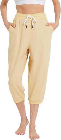 Capri Pants for Women High Waist Joggers Workout Yoga Pants Sweatpants with Drawstring in Saudi Arabia