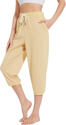 Capri Pants for Women High Waist Joggers Workout Yoga Pants Sweatpants with Drawstring in Saudi Arabia