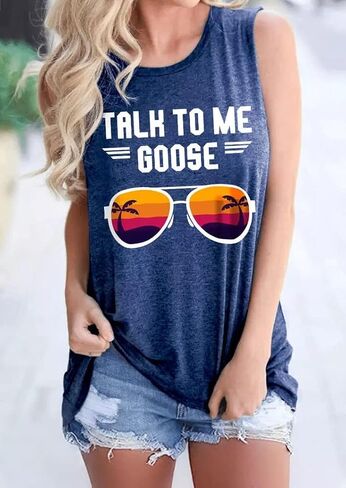 Talk to Me Goose Tank Top for Women Summer Sleeveless Shirts Solid Color with Graphic Novelty Printed Tank Tops in Saudi Arabia