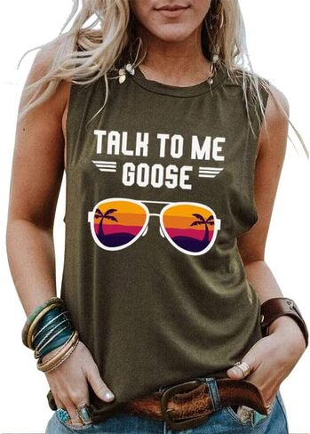 Talk to Me Goose Tank Top for Women Summer Sleeveless Shirts Solid Color with Graphic Novelty Printed Tank Tops in Saudi Arabia