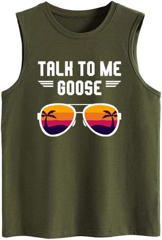 Talk to Me Goose Tank Top for Women Summer Sleeveless Shirts Solid Color with Graphic Novelty Printed Tank Tops in Saudi Arabia