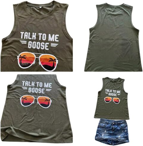 Talk to Me Goose Tank Top for Women Summer Sleeveless Shirts Solid Color with Graphic Novelty Printed Tank Tops in Saudi Arabia