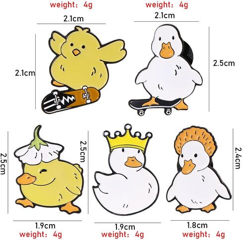 5 قطعة بروش بطة لطيف ، دبوس المينا الحيوان الجميل Kawaii سكيت أوزة بطة الدجاج بروش لحقيبة الظهر قبعة الملحقات in Saudi Arabia