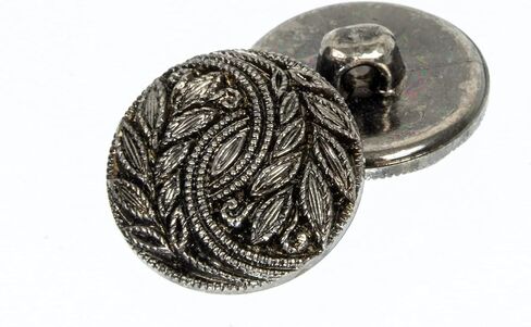 Mibo 8 قطع ABS مطلية بمعدن شانك أزرار 32 لتر (20 ملم) مع تصميم نمط أوراق مزخرفة - نيكل عتيق in Kuwait