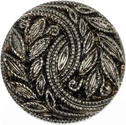 Mibo 8 قطع ABS مطلية بمعدن شانك أزرار 32 لتر (20 ملم) مع تصميم نمط أوراق مزخرفة - نيكل عتيق in Kuwait