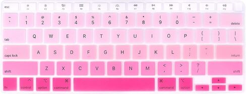 Silicone Keyboard Cover for Macbook Air 13 Inch 2022 2021 2020 Release A2179 A2337 M1 Chip with Touch Id Waterproof Magic Keyboard Cover Protector Skin,MacBook Air Accessories,Us Version,Ombre Pink in Saudi Arabia