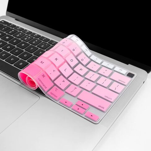 Silicone Keyboard Cover for Macbook Air 13 Inch 2022 2021 2020 Release A2179 A2337 M1 Chip with Touch Id Waterproof Magic Keyboard Cover Protector Skin,MacBook Air Accessories,Us Version,Ombre Pink in Saudi Arabia