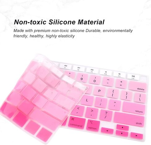 Silicone Keyboard Cover for Macbook Air 13 Inch 2022 2021 2020 Release A2179 A2337 M1 Chip with Touch Id Waterproof Magic Keyboard Cover Protector Skin,MacBook Air Accessories,Us Version,Ombre Pink in Saudi Arabia