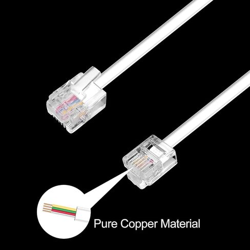 2PCS 10Ft Phone Extension Cord Male to Male Telephone Flat Cord with Standard RJ11 6P4C Plug and 1 in-Line Coupler 50PCS Cable Clamp Holders in Saudi Arabia