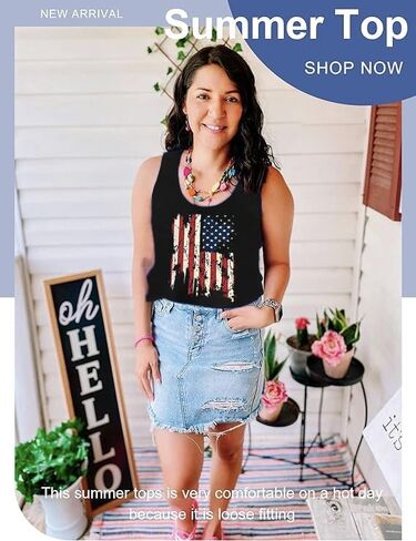 العلم الأمريكي تانك القمم النساء القمصان عادية أكمام 4th من يوليو قميص بلايز سترة Racerback يوم الذكرى القمم in Kuwait