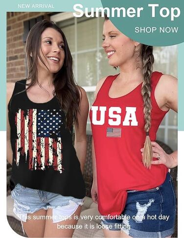 العلم الأمريكي تانك القمم النساء القمصان عادية أكمام 4th من يوليو قميص بلايز سترة Racerback يوم الذكرى القمم in Kuwait