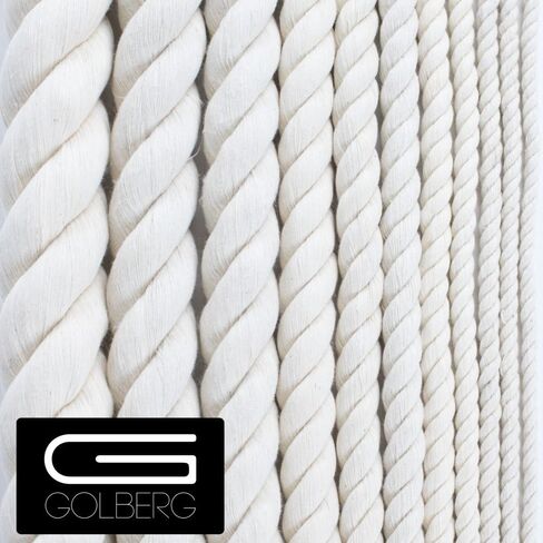 حبل قطن طبيعي 100% ملتوي من GOLBERG - حبل قطن أبيض - (1/4 بوصة × 100 قدم) in Kuwait