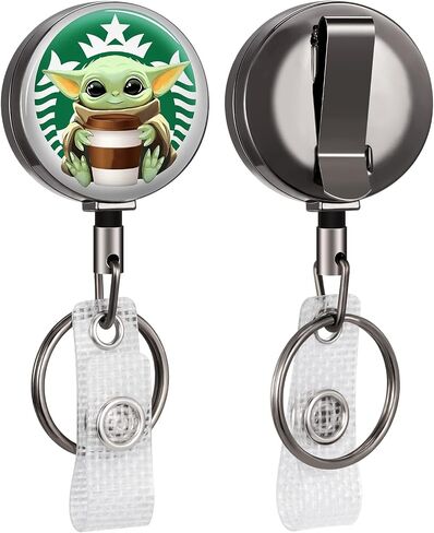 Jupswan Badge Reels Holder Retractable Keychain Heavy Duty with ID Clip for Key Card Name Tag Cool Cartoon This is The Way Nurse Work Office Key Retractor Leash Black Metal Belt Clip ZJK255 in Saudi Arabia