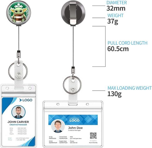 Jupswan Badge Reels Holder Retractable Keychain Heavy Duty with ID Clip for Key Card Name Tag Cool Cartoon This is The Way Nurse Work Office Key Retractor Leash Black Metal Belt Clip ZJK255 in Saudi Arabia
