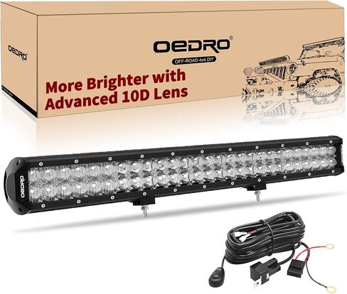 OEDRO شريط إضاءة LED 26 بوصة 320 وات 22570LM مع عدسة عيون السمكة المتقدمة 10D، شريط إضاءة كومبو بقعة الفيضانات مع تسخير الأسلاك IP68 ضوء العمل على الطرق الوعرة ضوء القيادة مناسب لسيارة بيك اب جيب SUV 4X4 ATV UTE in Saudi Arabia