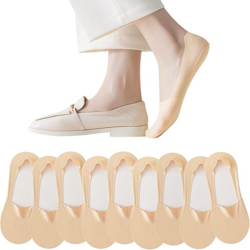9 pairs Thin No show socks womens Summer Low Cut Liner Non Slip invisible socks black, white, and beige Size 5-8 in Saudi Arabia