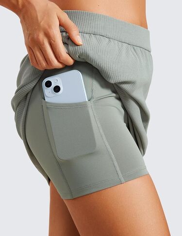 CRZ YOGA Comfy Ribbed Casual Skirts for Women A Line Sweat Lounge Work Athletic Skorts with Shorts Pockets in Saudi Arabia
