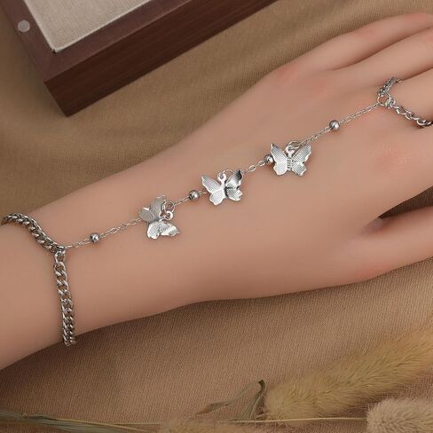 Gold Dainty Pearl Butterfly Hand Chain Ring Bracelet for Woman in Saudi Arabia