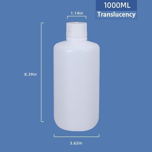 HDPE Narrow Mouth Round Container, Leak Proof Plastic Lab Chemical Reagent Bottles, Water Sample Bottles (Brown, 1000ml/33.8 oz) in Kuwait