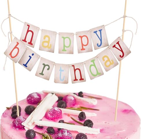 Happy Birthday Cake Toppers, Personalized Happy Birthday Cake Decorations Garland Handmade Rainbow Theme 1st Birthday Cake Banner Photo Prop Birthday Party Supplies for Boy Girls Baby Shower in Saudi Arabia