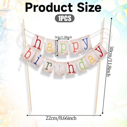 Happy Birthday Cake Toppers, Personalized Happy Birthday Cake Decorations Garland Handmade Rainbow Theme 1st Birthday Cake Banner Photo Prop Birthday Party Supplies for Boy Girls Baby Shower in Saudi Arabia