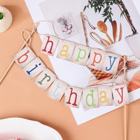 Happy Birthday Cake Toppers, Personalized Happy Birthday Cake Decorations Garland Handmade Rainbow Theme 1st Birthday Cake Banner Photo Prop Birthday Party Supplies for Boy Girls Baby Shower in Saudi Arabia