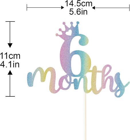 6 Months Birthday Cake Topper, Colorful Glitter 1/2 Birthday Half Birthday Baby Shower Party Decor,Kid's Half Year Old Birthday Theme Party Decoration in Saudi Arabia