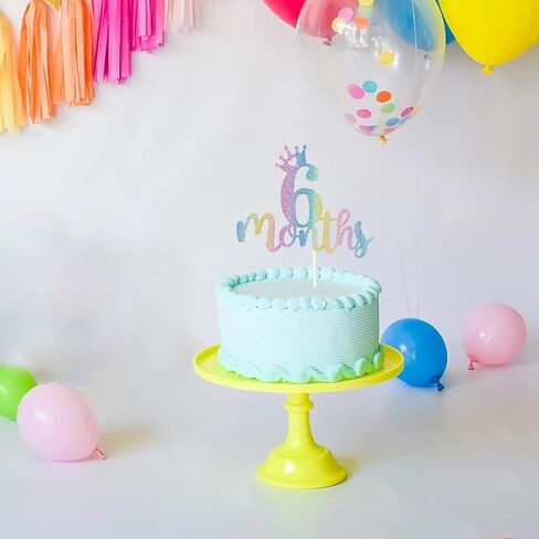 6 Months Birthday Cake Topper, Colorful Glitter 1/2 Birthday Half Birthday Baby Shower Party Decor,Kid's Half Year Old Birthday Theme Party Decoration in Saudi Arabia