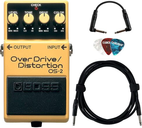 حزمة Boss OS-2 OverDrive/Distortion مع محول طاقة، وكابل أداة بطول 10 أقدام، وكابل توصيل بطول 6 بوصات، ولقطات in Saudi Arabia
