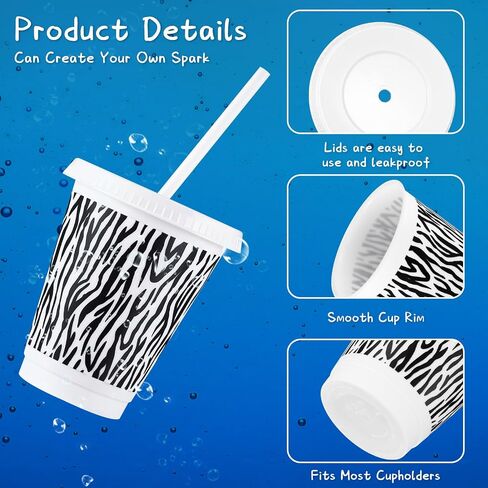 12 Pcs Safari Party Cups Plastic Jungle Party Supplies 16 oz Animal Cups with Lids and Straws Reusable Cups Plastic Cups for Animal Party Summer Birthday Party Favor in Saudi Arabia