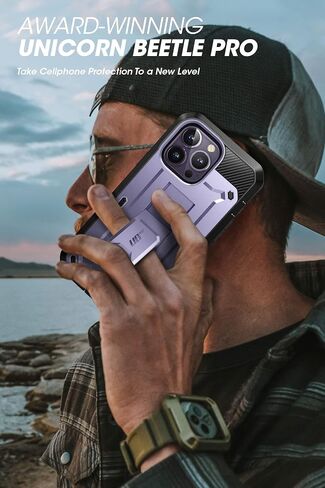 حافظة SupCase Unicorn Beetle Pro لهاتف iPhone 14 Pro Max 6.7 بوصة، مع واقي شاشة مدمج ومسند ومشبك حزام وحافظة متينة شديدة التحمل (أسود) in Kuwait