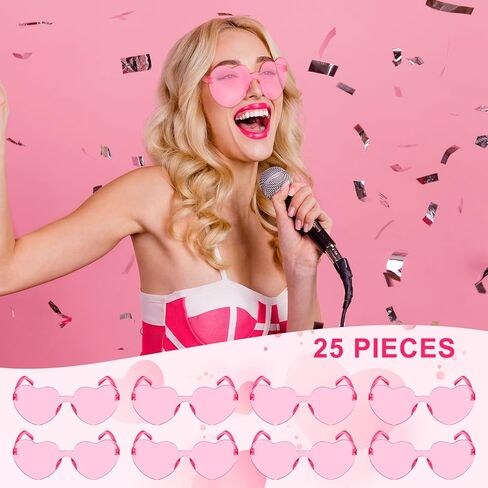25 زوجًا من النظارات الشمسية على شكل قلب باللون الوردي للنساء على شكل قلب لحفلات العزوبية وهدايا الزفاف وحفلات الزفاف in Kuwait