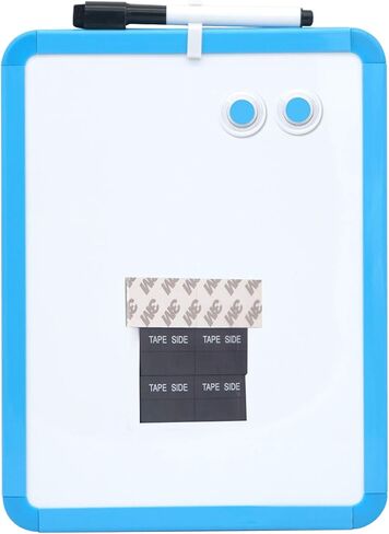 لوح مسح جاف مغناطيسي لخزانة المدرسة، مقاس 8.5 بوصة × 11 بوصة، مؤطر باللون الأسود مع قلم تحديد ومغناطيسين - سبورة بيضاء صغيرة للمدرسة، المنزل، المكتب، السفر in Kuwait