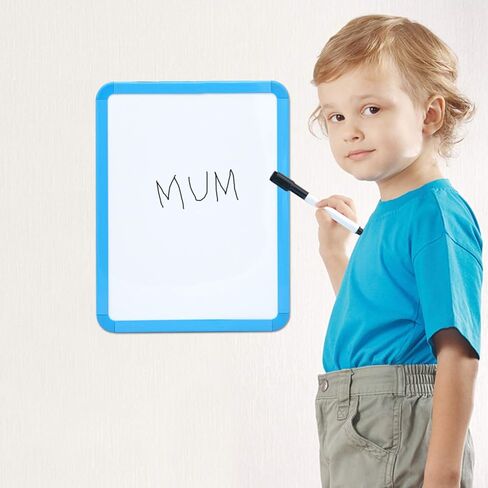 لوح مسح جاف مغناطيسي لخزانة المدرسة، مقاس 8.5 بوصة × 11 بوصة، مؤطر باللون الأسود مع قلم تحديد ومغناطيسين - سبورة بيضاء صغيرة للمدرسة، المنزل، المكتب، السفر in Kuwait