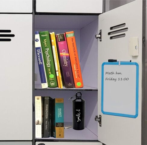 لوح مسح جاف مغناطيسي لخزانة المدرسة، مقاس 8.5 بوصة × 11 بوصة، مؤطر باللون الأسود مع قلم تحديد ومغناطيسين - سبورة بيضاء صغيرة للمدرسة، المنزل، المكتب، السفر in Kuwait