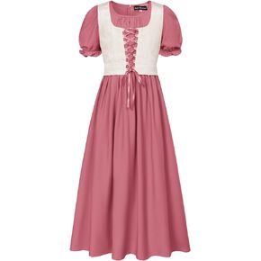 Scarlet Darkness Girl Renaissance Dress Short Puff Sleeve Long Dress Flower Girl Dress Size 7-14