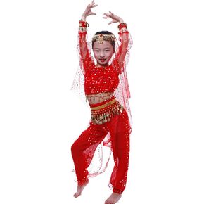 Astage Girl'S Belly Dance Costumes,Long Sleeve Highlights Top,Pants