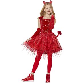 Spirit Halloween Kids Fiery Devil Costume | Classic Halloween Costume | Demon Cosplay | Couples Costume| Devil Outfit