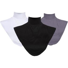 kilofly 3pc Women's Faux Turtleneck Half Top Mock Blouse Dickey Collar Value Set