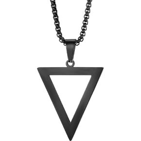 MOO&LEE Stainless Steel Geometric Pendant Inverted Triangle Necklace for Men and Boys, BFF Necklace for 2