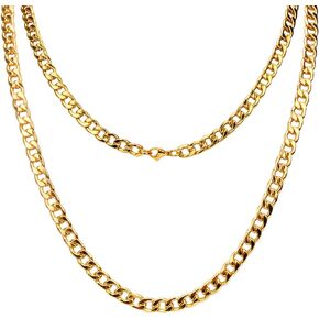 CrazyPiercing 18K Gold Plated Necklace, Men Jewelry 10MM Wide Hip Hop Turnover Chain Necklace, Stainless Steel 19" - 24"