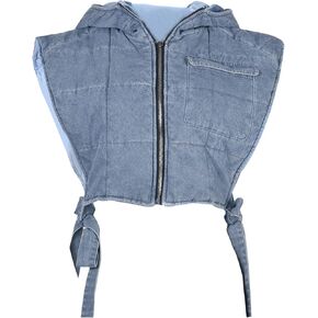 سترة نسائية من Dongfeng من قماش الدنيم المموه المنتفخ بدون أكمام وغطاء للرأس وكتف منسدل مثير ومربوط ومبطن منتفخ in Kuwait