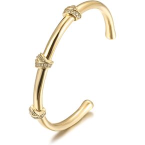 CIUNOFOR 18K Gold filledfor Her Women Teen Bracelet Bangle with Cubic Zirconia Stones Hinged Jewelry with Crystal Oval Love Friendship Birthday Present Girls