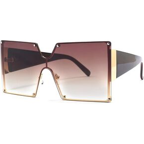 mincl/Oversized Shield Sunglasses Woman 2019 Fashion Luxury Shades UV400 Vintage Flat Top Futuristic Sunglasses