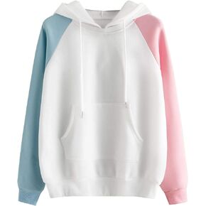 SweatyRocks Women’s Long Sleeve Casual Fleece Drawstring Hoodie Sweatshirt Tops