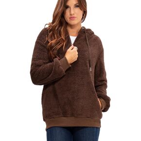DEVOPS Women's Pullover Fuzzy Fleece Sweatshirt Oversized Hoodie with Pockets