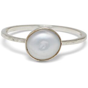 Pura Vida Silver-Plated Pretty in Pearl Ring, 925 Sterling Silver Band, 5-9